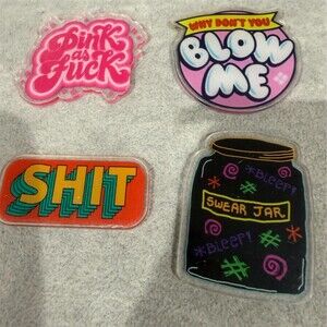 Funny Swear Flatback Charms Lot of 4 Pink as F*ck Blow Me Shit Swear Jar gift